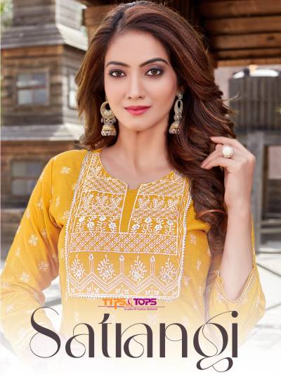 Satrangi By Tips & Tops Fancy Rayon Printed Kurti With Bottom Collection